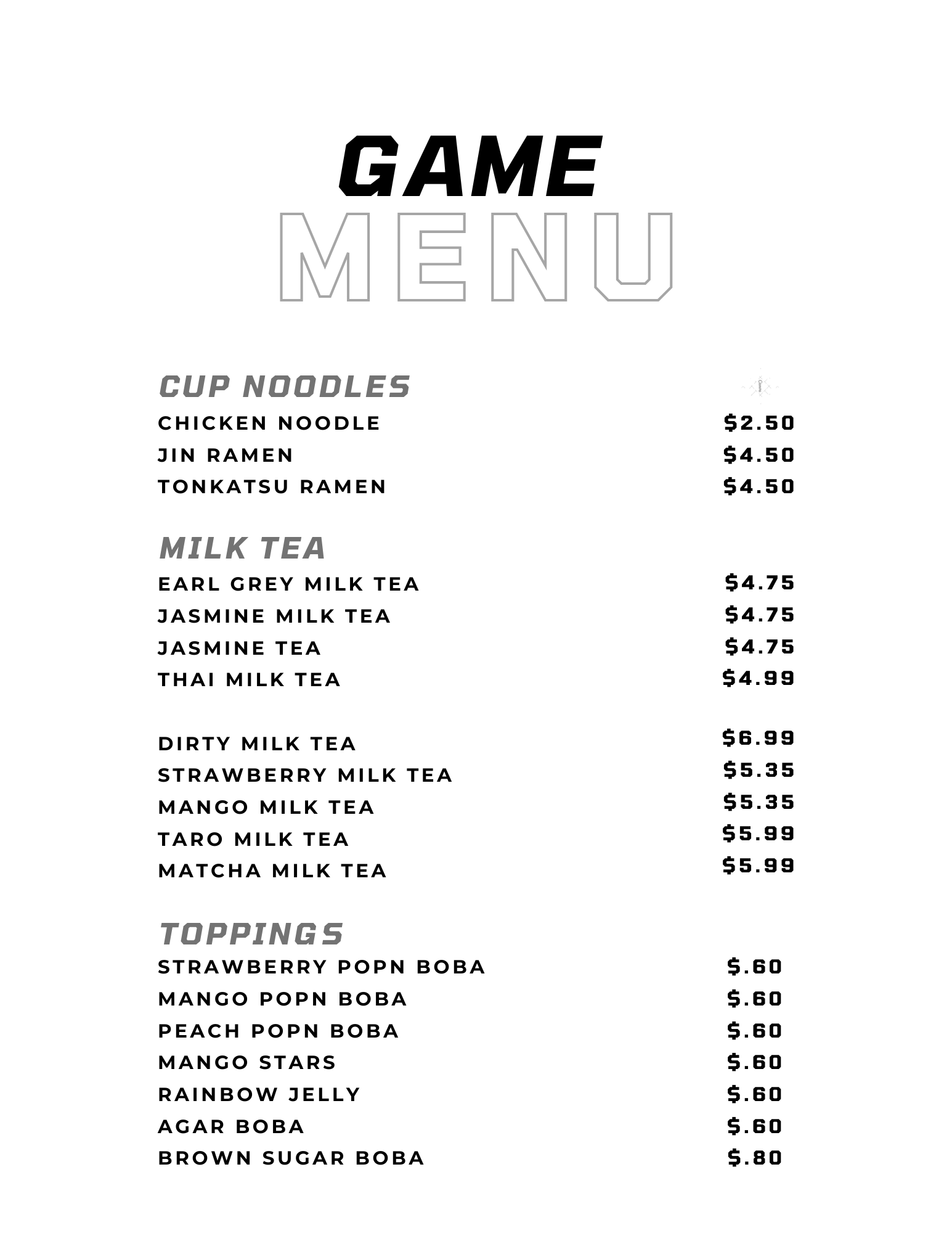 drink menu